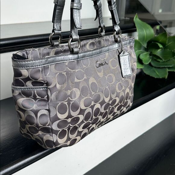 Coach Black and Gray Signature Tote - Picture 2 of 12